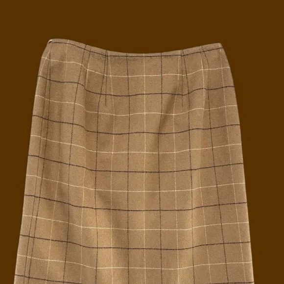 VINTAGE TALBOTS Wool Blend Preppy Chic Plaid Tan Min(d)I Wrap Skirt. NWOT. - Picture 6 of 8